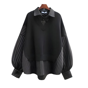 The Lucille Long Sleeve Blouse Saint Ashley Black XXS 