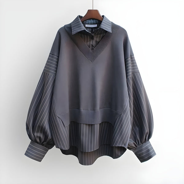 The Lucille Long Sleeve Blouse Saint Ashley Gray XXS 