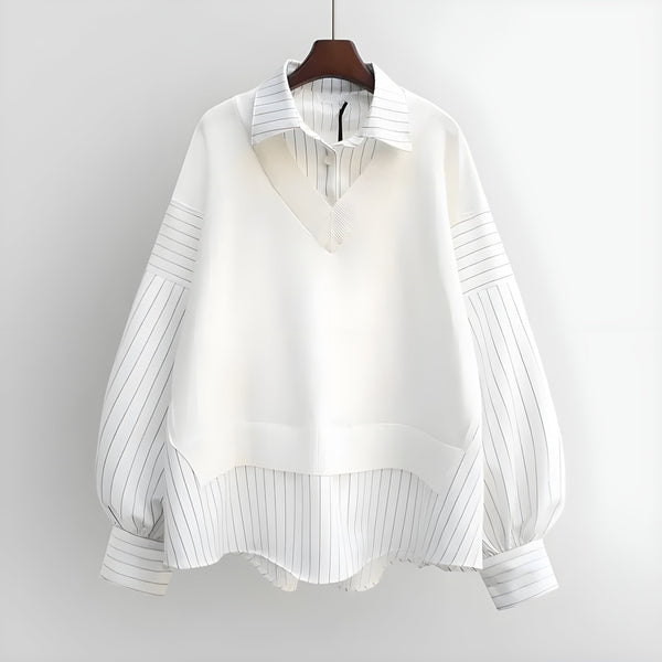 The Lucille Long Sleeve Blouse Saint Ashley White XXS 