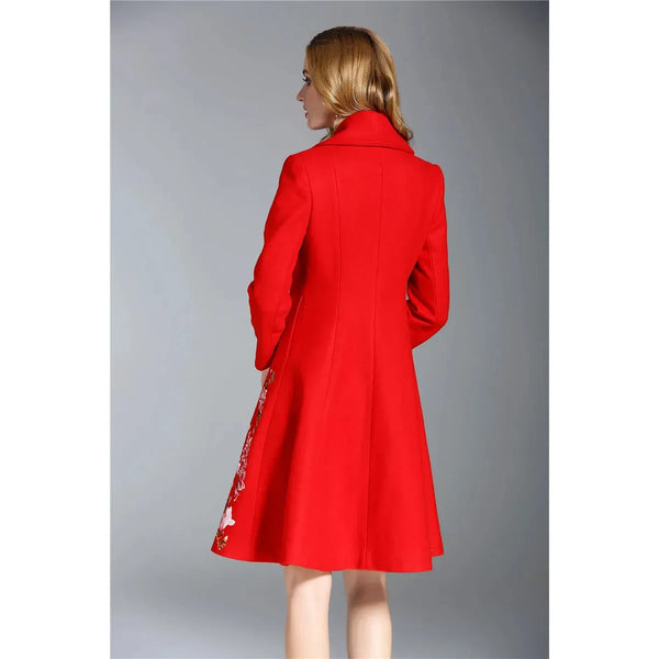 The Crimson Long Sleeve Embroidered Coat Saint Ashley 