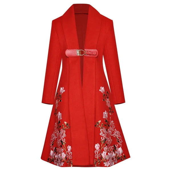 The Crimson Long Sleeve Embroidered Coat Saint Ashley S 