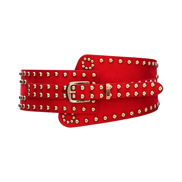 The Harmonica Faux Leather Waistband Belt - Multiple Colors 0 SA Styles Red 