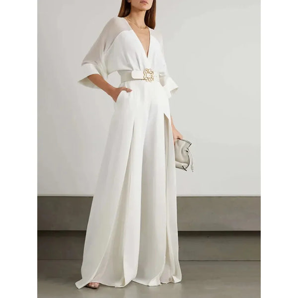 The Mirabelle Long Sleeve Belted Jumpsuit Saint Ashley 