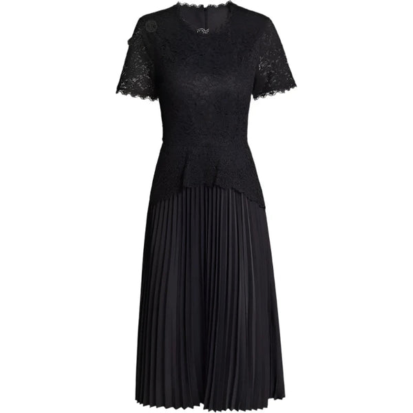 The Florentine Short Sleeve Pleated Dress Saint Ashley Black S 