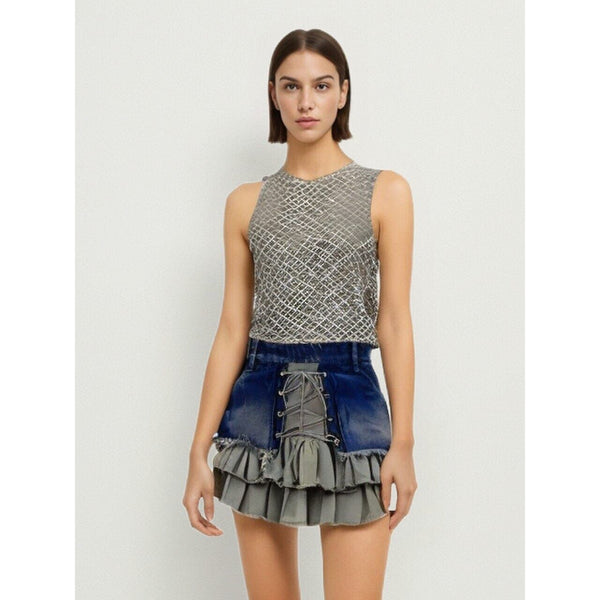 The Georgiana Patchwork Denim Skirt SA Formal 