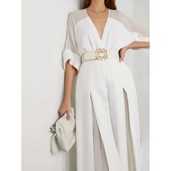 The Mirabelle Long Sleeve Belted Jumpsuit Saint Ashley 