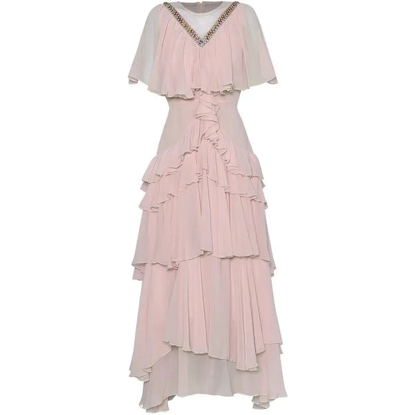 The Ismene Short Sleeve Dress Saint Ashley Pink S 