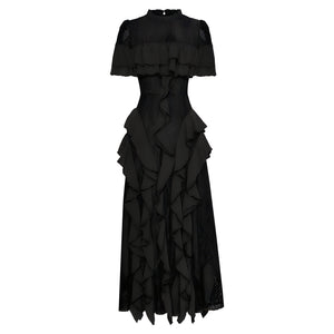 The Elodie Ruffled Lace Patchwork Dress - Multiple Colors SA Formal Black S 