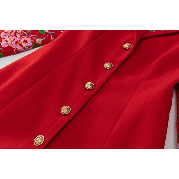 The Petuna Long Sleeve Embroidered Overcoat Saint Ashley 