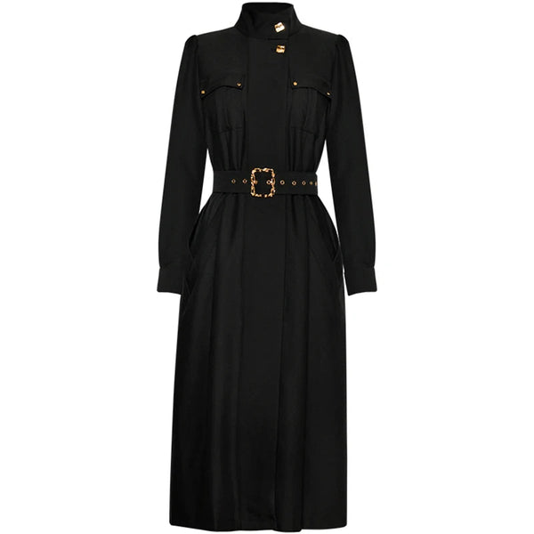 The Ianthe Long Sleeve Trench Coat Saint Ashley Black S 