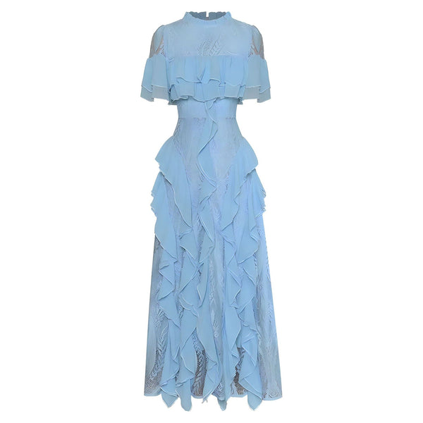 The Elodie Ruffled Lace Patchwork Dress - Multiple Colors SA Formal Sky Blue S 