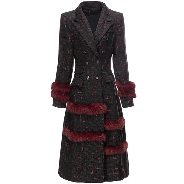 The Galatea Faux Fur Trench Coat Saint Ashley Red S 