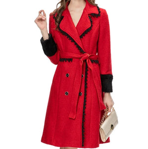 The Cybele Long Sleeve Beaded Coat Saint Ashley Red S 