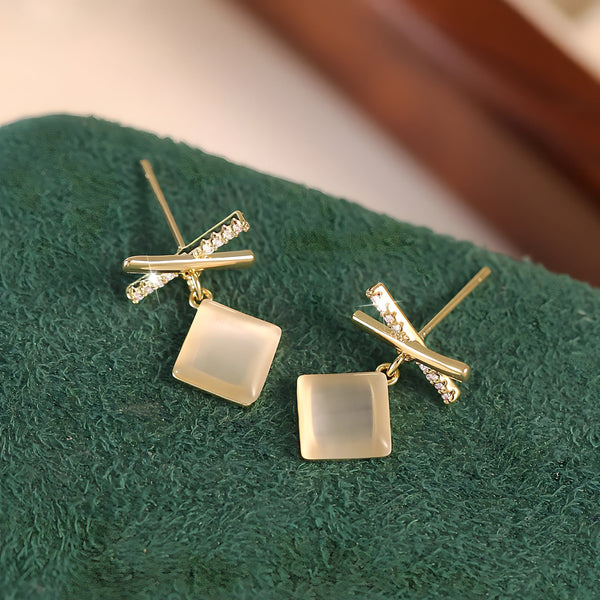 The Stone Cross Block Pendant Earrings SA Formal 