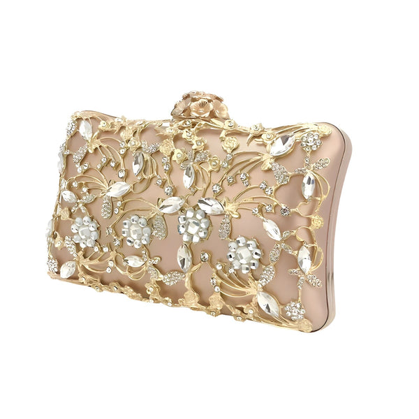 The Ginevra Rhinestone Clutch purse - Multiple Colors Saint Ashley Gold 