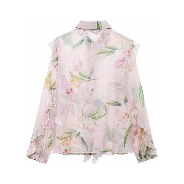 The Thalia Printed Long Sleeve Blouse Saint Ashley 