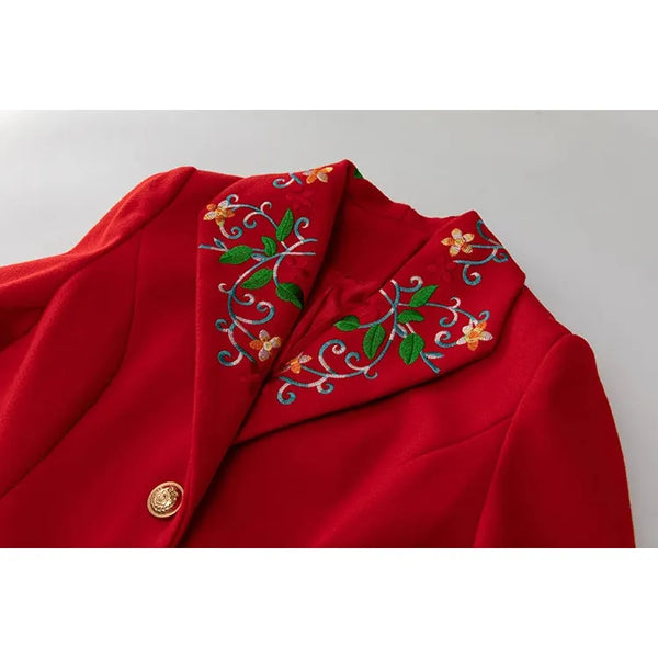 The Petuna Long Sleeve Embroidered Overcoat Saint Ashley 