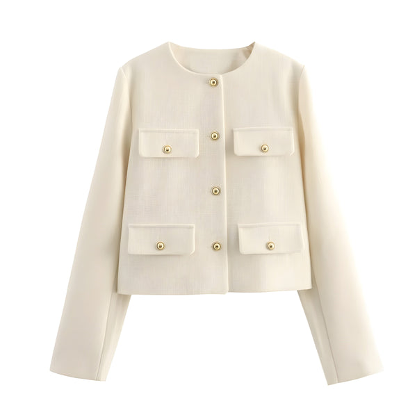 The Livia Long Sleeve Coat Saint Ashley White XS 