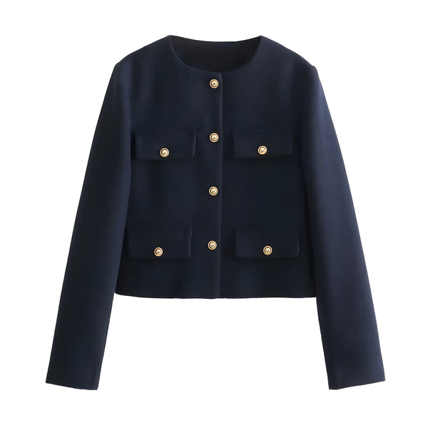 The Livia Long Sleeve Coat Saint Ashley Navy Blue XS 