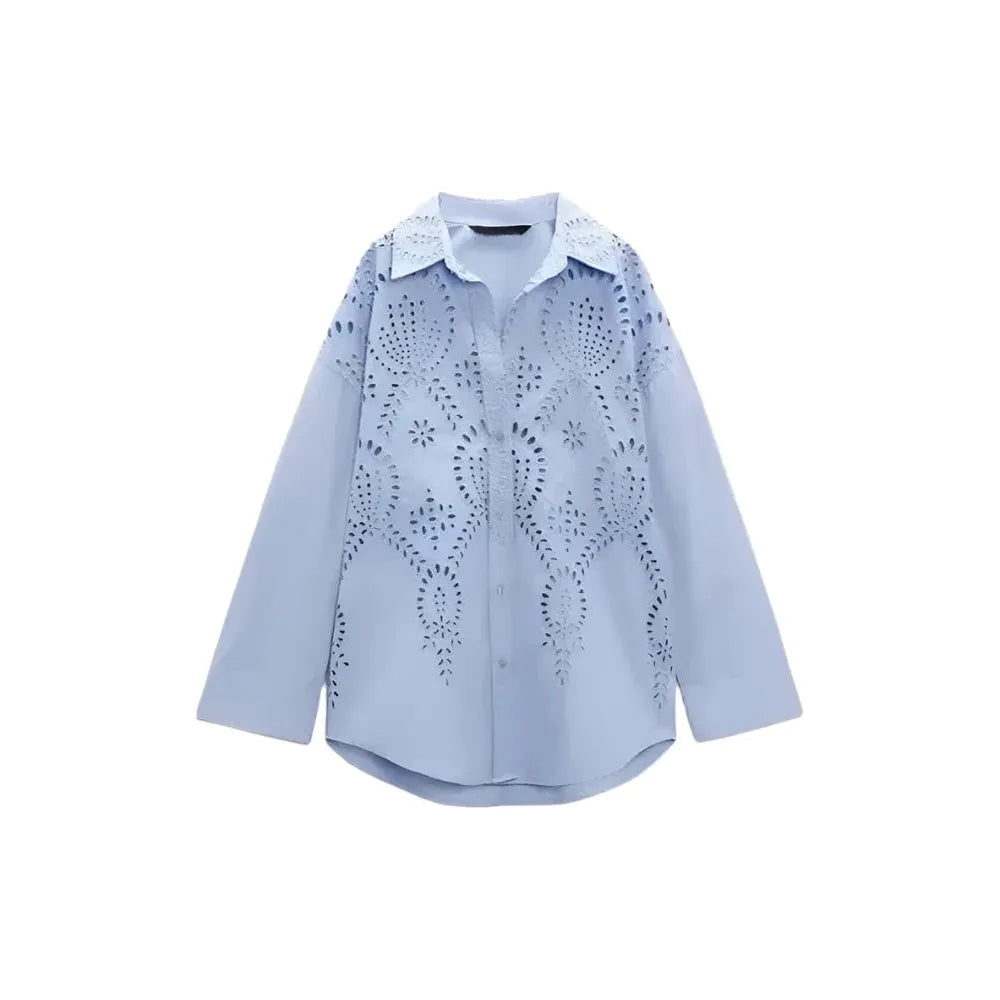 The Oriana Long Sleeve Blouse Saint Ashley Blue L 