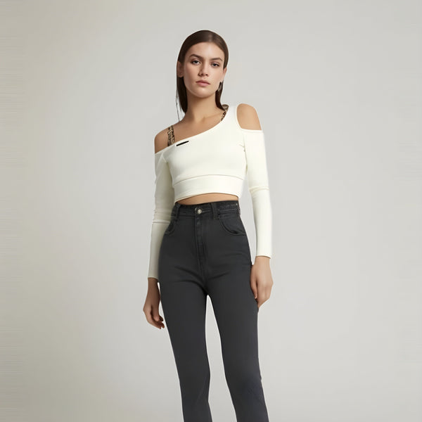 The Lyla Off Shoulder Long Sleeve Crop Top Blouse SA Formal 