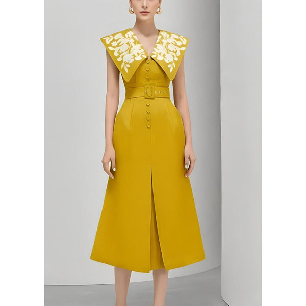 The Ariella Sleeveless Embroidered Dress SA Formal Yellow S 