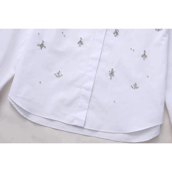 The Eirian Long Sleeve Rhinestone Blouse Saint Ashley 