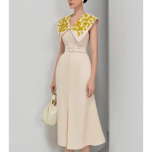 The Ariella Sleeveless Embroidered Dress SA Formal Beige S 