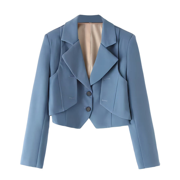 The Persephone Long Sleeve Blazer - Multiple Colors Saint Ashley Blue S 