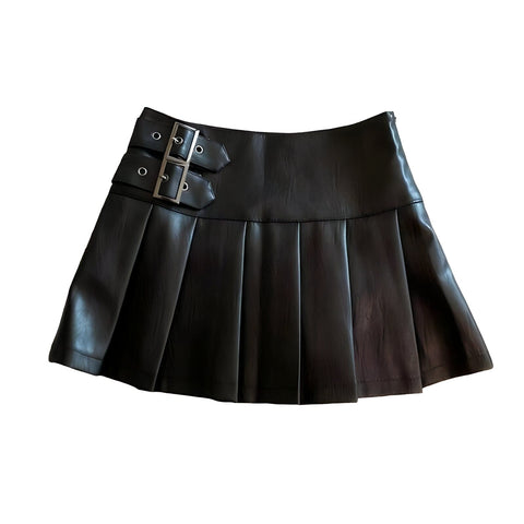 The Hestia Faux Leather Mini Skirt - Multiple Colors SA Formal Black S 