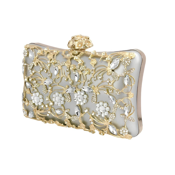 The Ginevra Rhinestone Clutch purse - Multiple Colors Saint Ashley Silver 