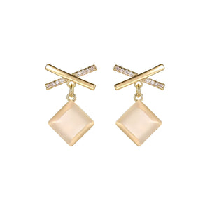 The Stone Cross Block Pendant Earrings SA Formal 