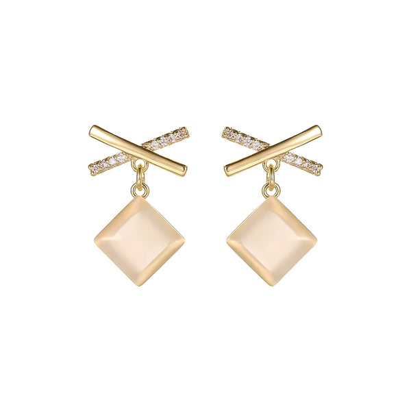 The Stone Cross Block Pendant Earrings SA Formal 