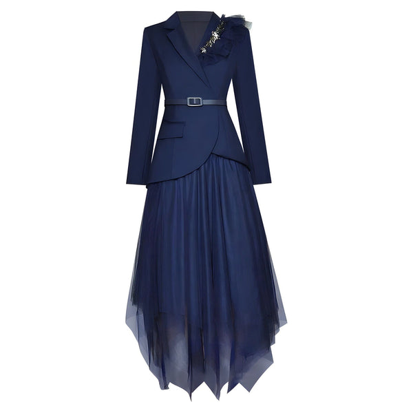 The Siohban Long Sleeve Two Piece Dress - Multiple Colors Luke + Larry Navy Blue S 