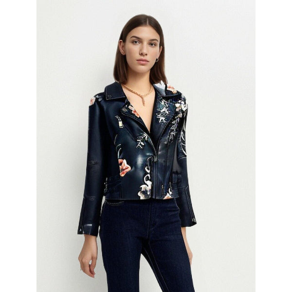 The Francis Faux Leather Cropped Moto Jacket SA Studios 