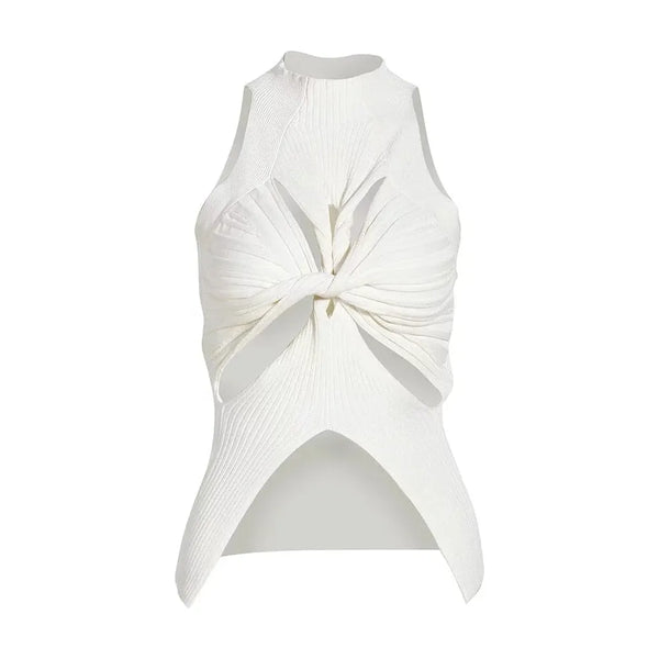 The Nikki Sleeveless Knitted Shirt - Multiple Colors 0 SA Styles White S 