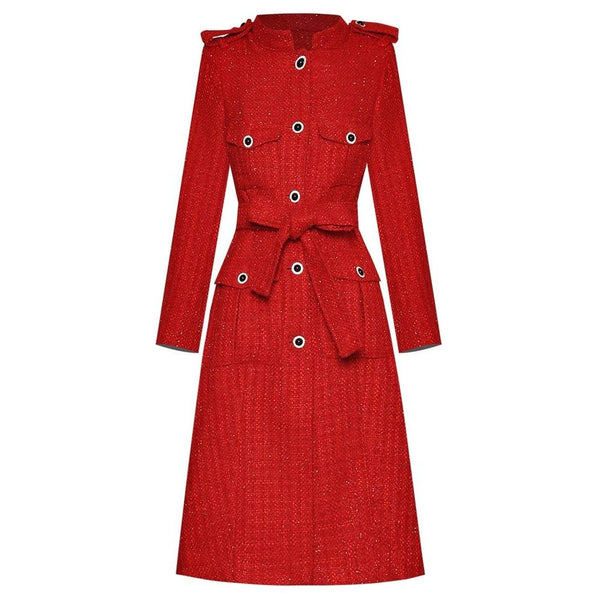 The "Beverly" Long Sleeve Trenchcoat - Multiple Colors SA Studios Red S 